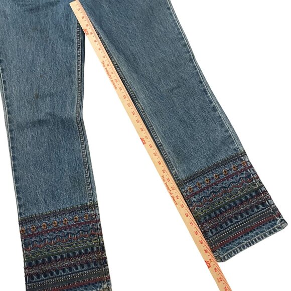 Vintage Gap Denim Embroidered Boot Cut Jeans Women's Size 10 Blue Western 90s - Picture 10 of 11